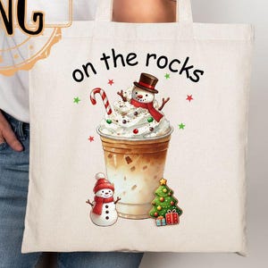 Christmas Iced coffee &quot;on the rocks&quot; PNG, on the rocks PNG, trendy coffee sublimation design in 2 Variations for Dark and Light Backgrounds