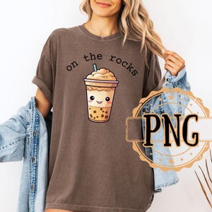 Iced coffee PNG, on the rocks PNG, coffee sublimation design