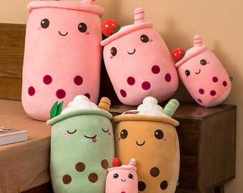 Alayger 19.6 Bubble Tea Plush Boba Pillow Bubble Tea Cup Stuffed Body Hugging Pillow Super Soft for Kids（Brown B）