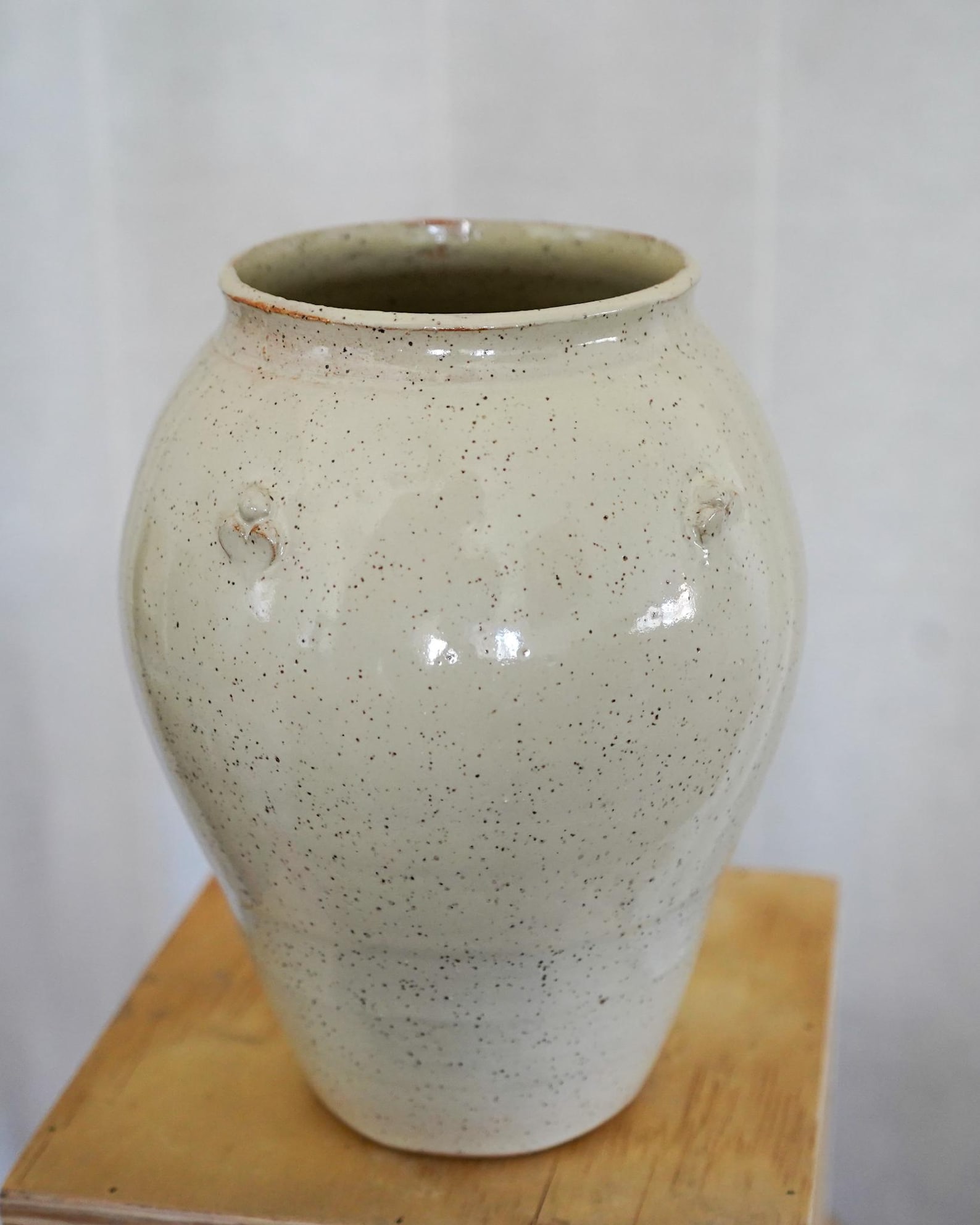 Handmade speckled stoneware vase for a cowgirl coastal kitchen