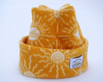 Sun Print Super Cozy and Soft Retro Fleece 4-Point Beanie By Mountain Madcaps
