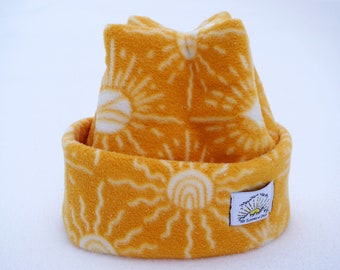 Sun Print Super Cozy and Soft Retro Fleece 4 Point Beanie By Mountain Madcaps