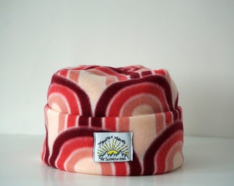 Cozy Retro Rainbows Box Top Beanie
