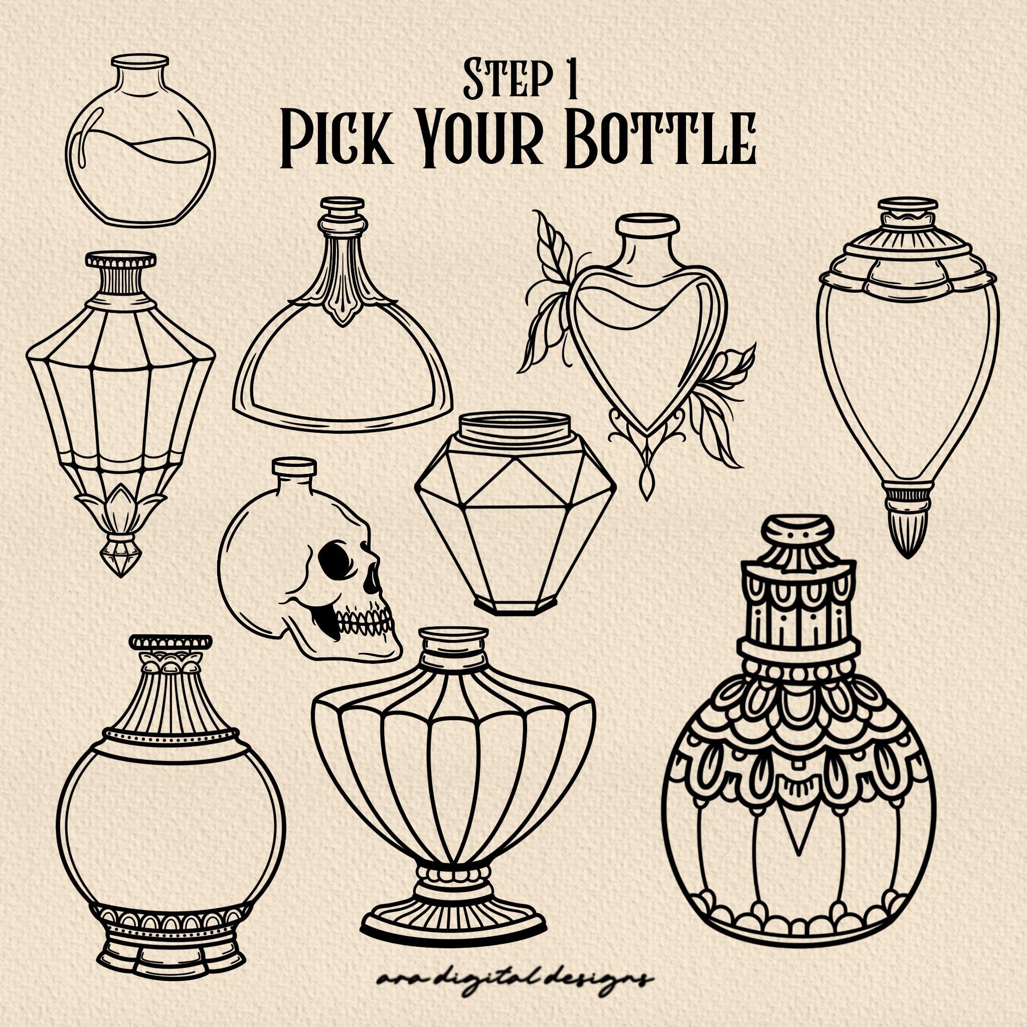 Build Your Own Potion Bottle Tattoo Stamps Procreate Tattoo Stamps ...