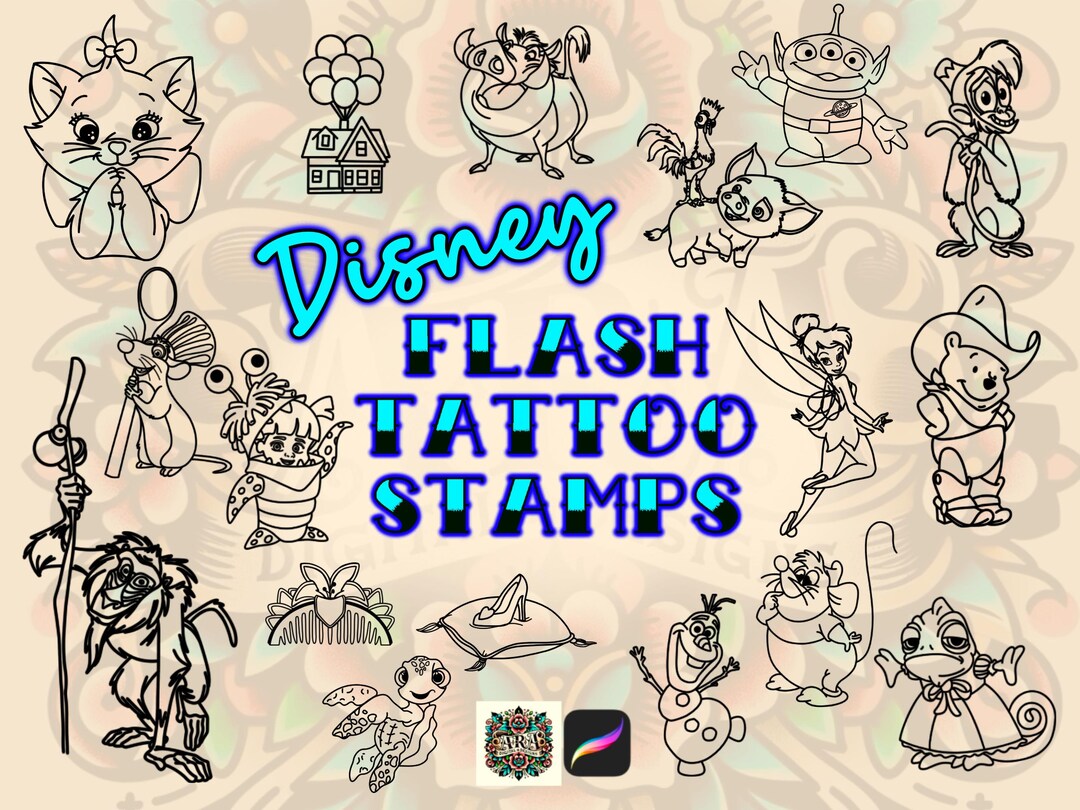 Disney Flash Tattoo Stamps, Procreate Brush Set (digital Download) - Etsy