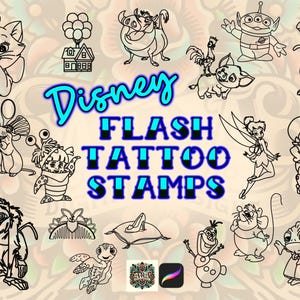 Disney Flash Tattoo Stamps, Procreate Brush Set (Digital Download)