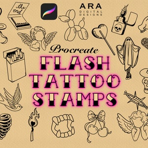 20 Flash Tattoos Stamps Procreate Tattoo Stamps Procreate Tattoo Brushes