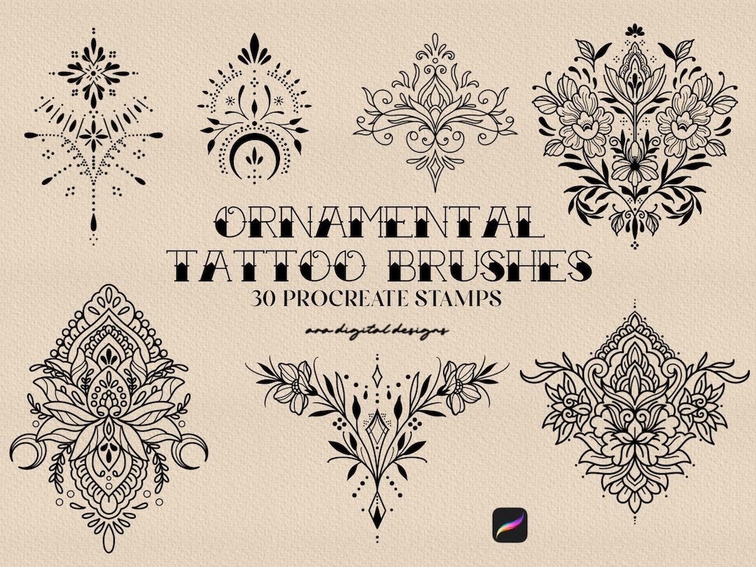 30 Mandala Tattoo Stamps for Procreate (brushset) - Etsy