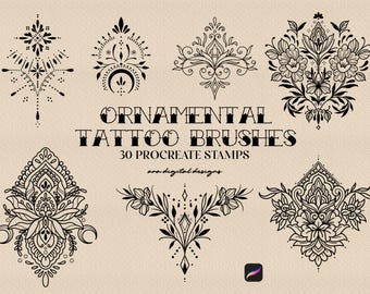 30 Mandala Tattoo Stamps for Procreate (Brushset)