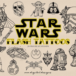 20 Star Wars Flash Tattoos Stamps Procreate Tattoo Stamps Procreate Tattoo Brushes