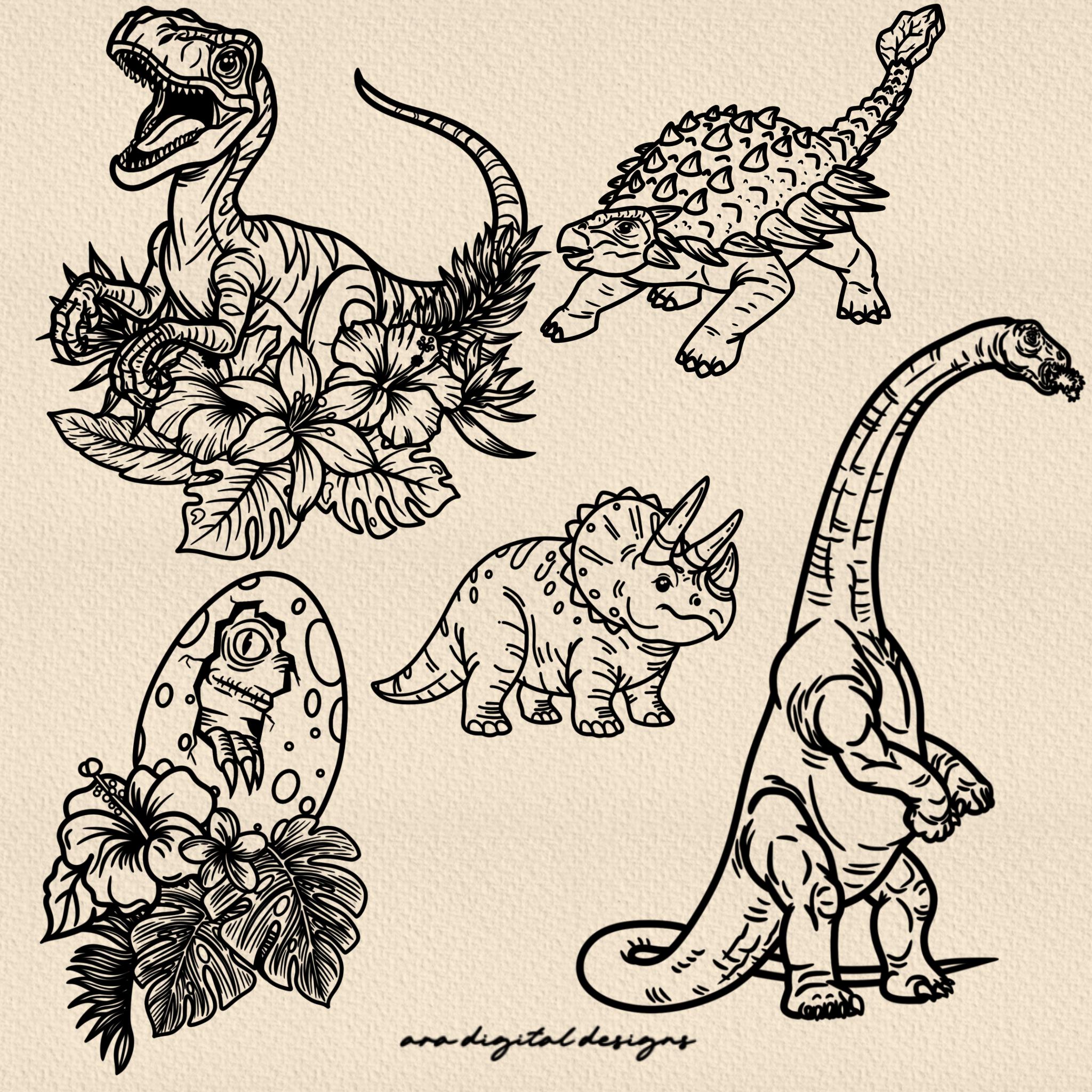 Dinosaur Flash Tattoo Stamps: 20 Procreate Brushes (digital Download ...