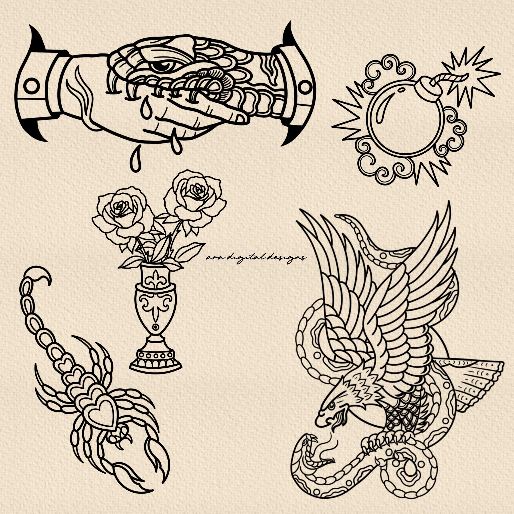 20 American Traditional Tattoo Stamp Brushes for Procreate - Etsy