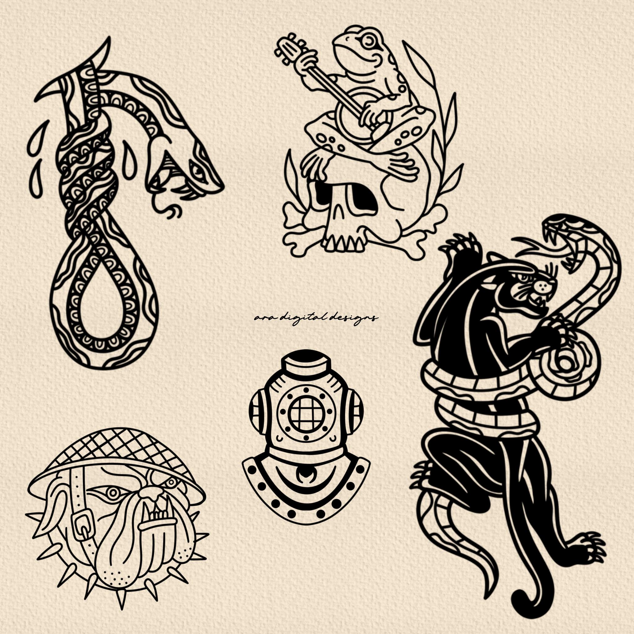 20 American Traditional Tattoo Stamp Brushes for Procreate - Etsy