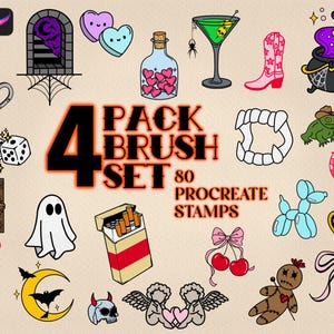 80 Flash Tattoo Stamps for Procreate Tattoo Stamps Procreate Tattoo Brushes