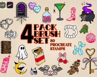 80 Flash Tattoo Stamps: Procreate Brush Set (Digital Download)