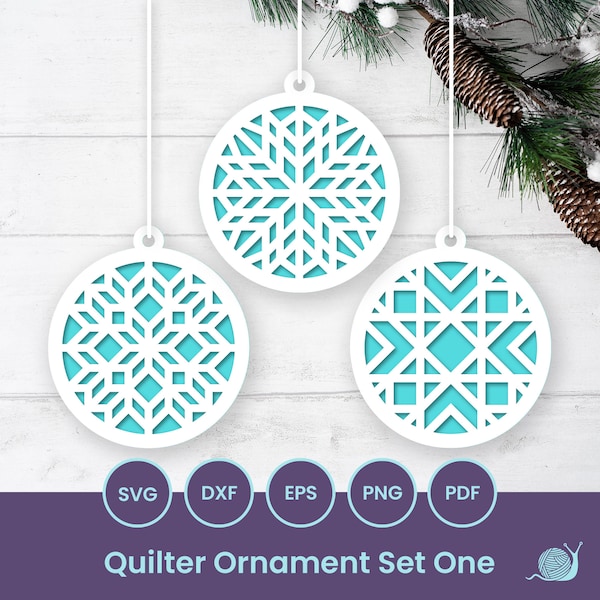 Quilters Ornament Set One SVG Laser Cut Files - Barn Quilt Frame, Quilt Block Word Frame, Laser cut, Glowforge, Cricut, Silhouette