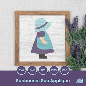 Quilt Applikation SVG Laser cut Files, Sunbonnet Sue Quilt Applikation SVG, Süßes Muster, Laser cut, Glowforge, Cricut, Silhouette