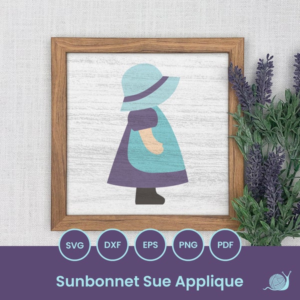 Quilt Applique SVG laser cut files, Sunbonnet Sue Quilt Applique SVG, Cute pattern, Laser cut, Glowforge, Cricut, Silhouette