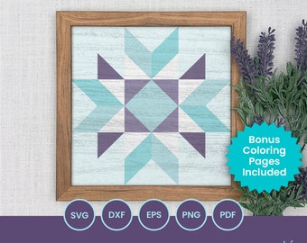 Crystal Star Quilt Block SVG, Geometric Pattern Laser Cut Files (Digital Download)