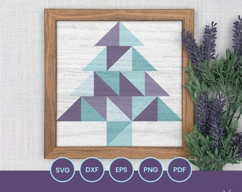 Kerstboomquiltblok SVG, schuurquiltpatroon (digitale download)