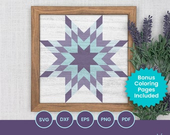 Lone Star Quilt Block SVG, Laser Cut Files (Digital Download)