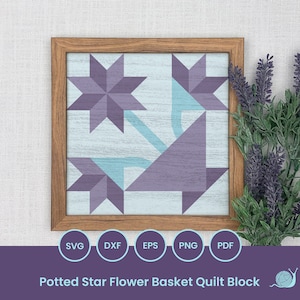 Fichiers découpés au laser SVG couette, bloc de couette en pot de fleurs en pot, couette grange SVG, motif géométrique, Glowforge, Cricut, Silhouette