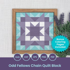 Quilt SVG laser cut files, Odd Fellows Chain Quilt Block, Barn Quilt SVG, Geometric pattern, Laser cut, Glowforge, Cricut, Silhouette