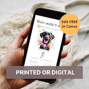 Editable Dog Birthday Invitation: Labrador Pet Party (Digital or Printed)