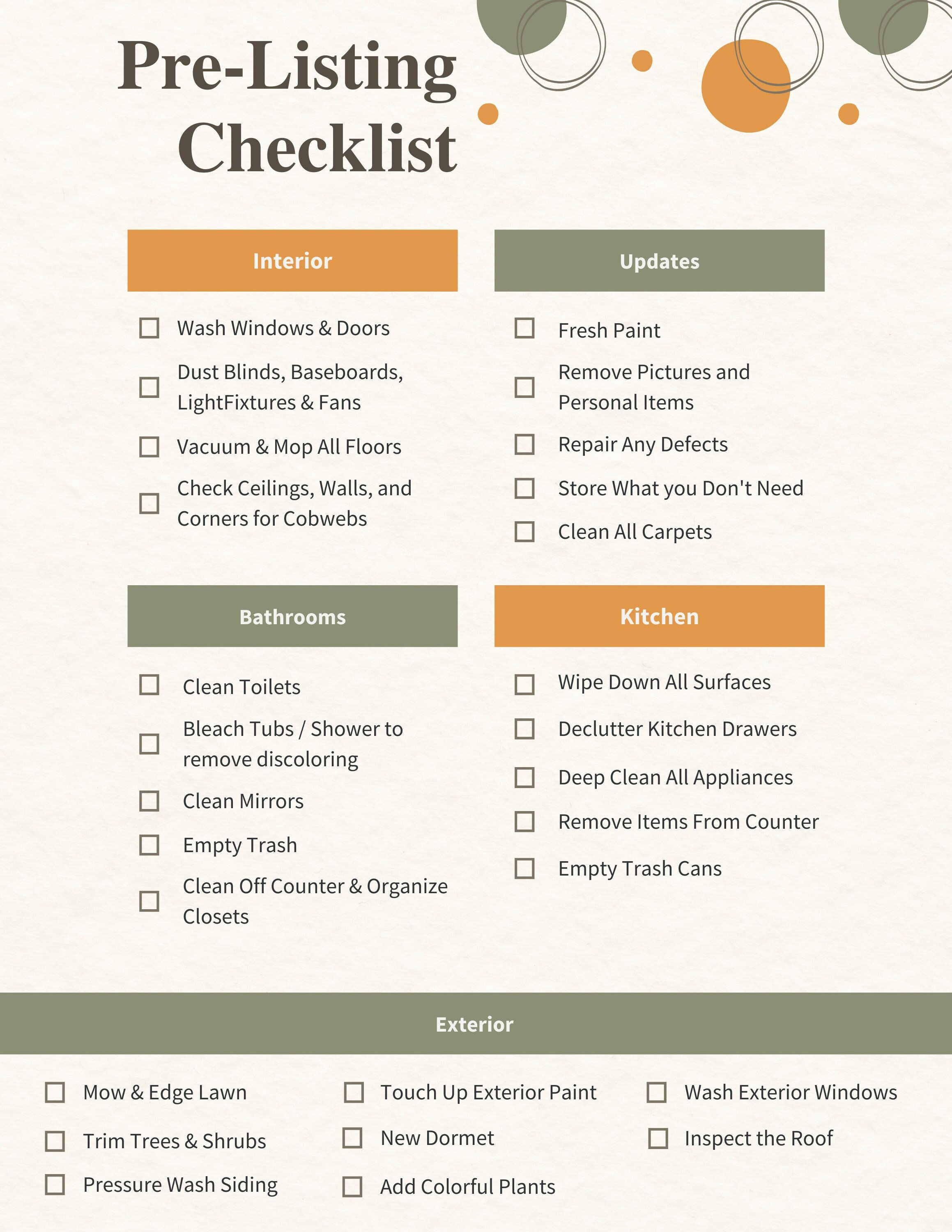 Pre-listing Checklist Real Estate Guide, Sellers Guide, Digital Download,  Canva Template 