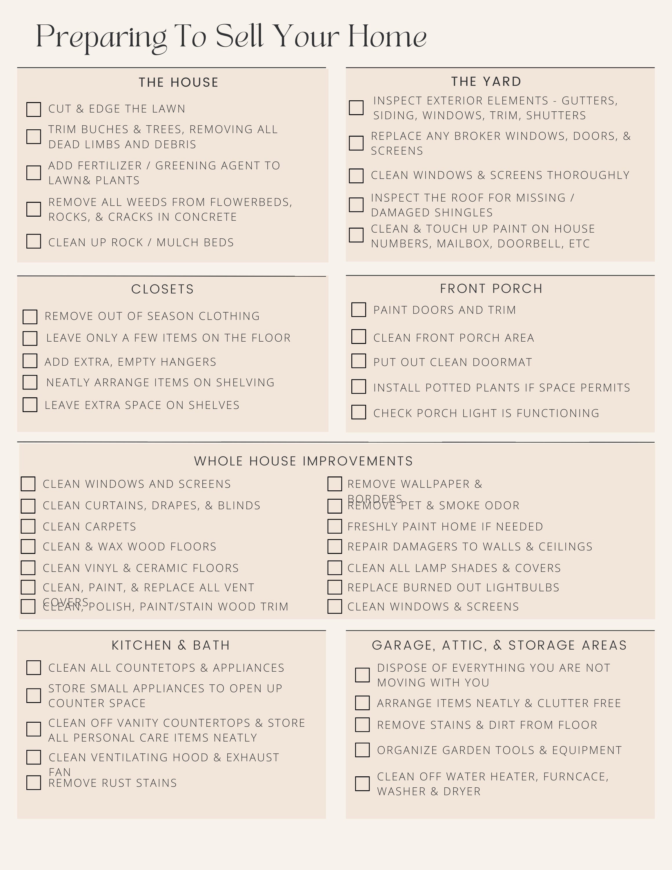 Preparing to sell your home sellers checklist real estate etsy