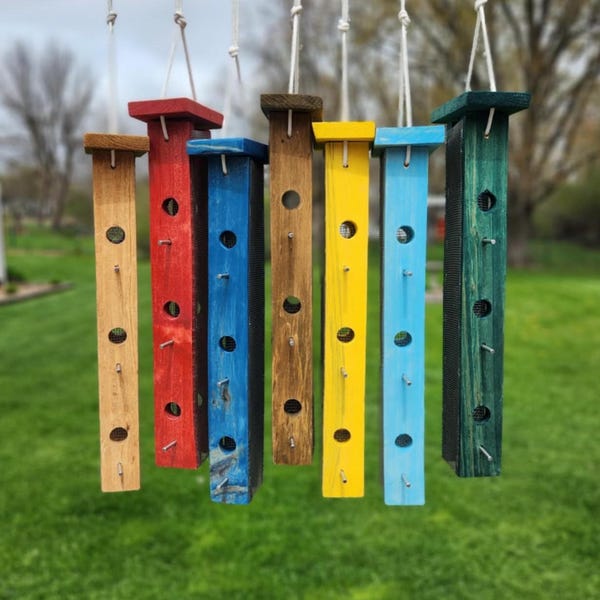 Wood "Finch Sock" Bird Feeder - Easy to Use - Durable Stainless Steel Materials