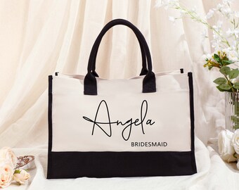 Bolsas de arpillera personalizadas, bolso de mano personalizado, bolsa de regalo de dama de honor, favores de boda, fiesta de gallinas, bolsa de viaje personalizada, regalo de Navidad para ella