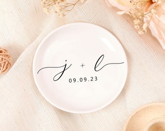 Personalize Wedding Ring Holder, Initial Date Ring Dish, Gift For Bride and Groom, Bridesmaid Proposal Gift, Bridal Shower, Anniversary Gift