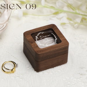 Personalize Double Slot Ring Box with Glass Lid, Wooden Ring Box, Engrave Wooden Ring Box, Ring Box for Proposal, Wedding 画像 6