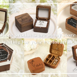 Personalize Double Slot Ring Box with Glass Lid, Wooden Ring Box, Engrave Wooden Ring Box, Ring Box for Proposal, Wedding image 10