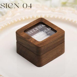 Personalize Double Slot Ring Box with Glass Lid, Wooden Ring Box, Engrave Wooden Ring Box, Ring Box for Proposal, Wedding 画像 4