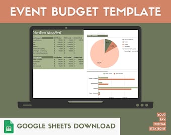 Event Budget Spreadsheet | Virtual Event Budget Spreadsheet | Google Sheets Budget Template | Event Planner Budget
