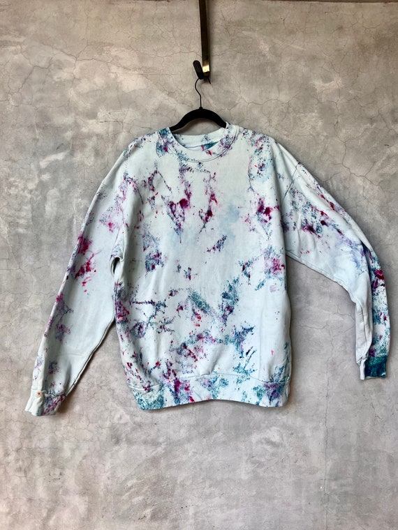 Dear Bleu Tie Dye Sweatshirt Unique Handmade Sweater Vibrant Tie