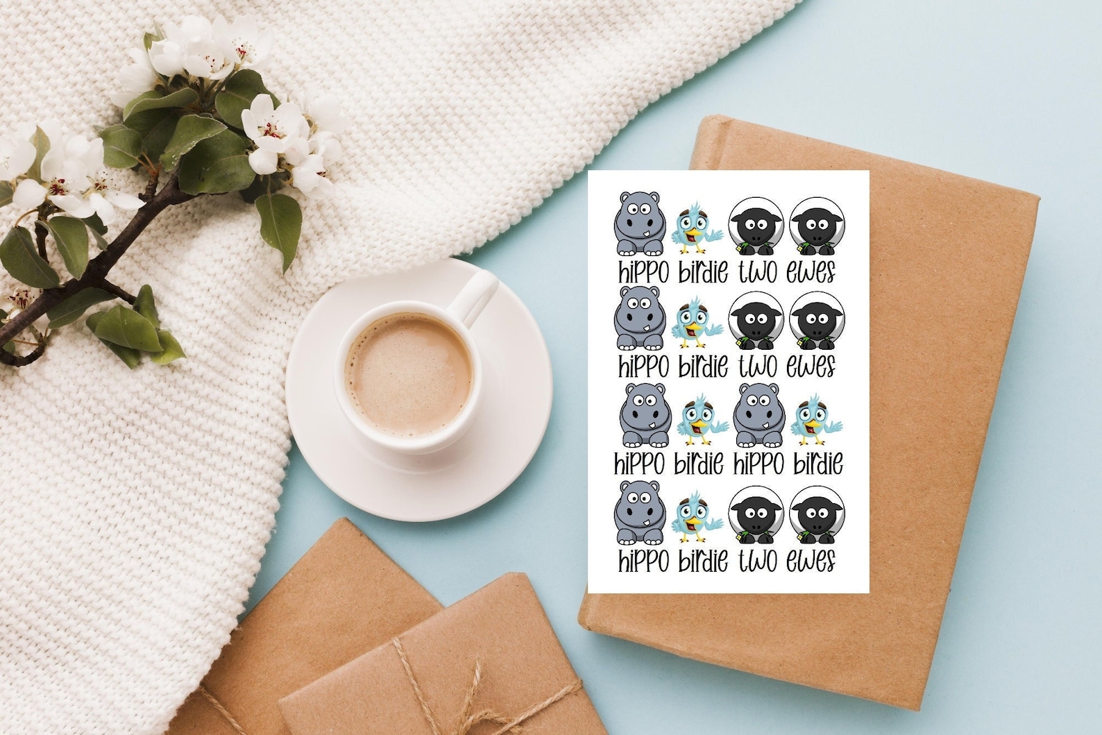 Hippo Birdie Two Ewes Card / Birthday Card / Printable 4x6 5x7 Card ...