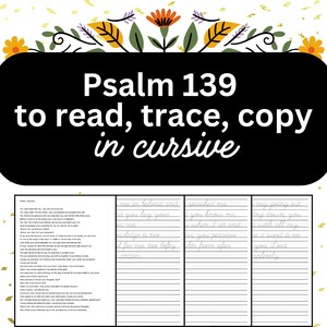 Książka do przepisywania pisma odręcznego - Psalm 139 wersety biblijne NIV - śledzenie pism świętych - pismo odręczne - praca nad przepisywaniem w domu - cyfrowa