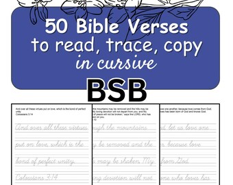 Książka do przepisywania wersetów biblijnych BSB, pismo odręczne dla początkujących (plik PDF w wersji cyfrowej)