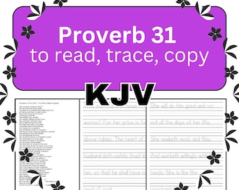 Ordspråksboken 31 KJV Bibeltexter Utskrivbara - Handstilsövningsblad för Hemundervisning - Omedelbar Digital Nedladdning