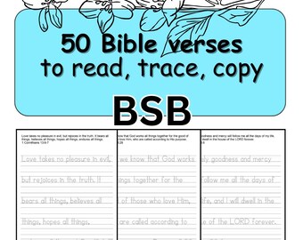 Książka do przepisywania wersetów biblijnych BSB, nauka pisania odręcznego dla początkujących (plik PDF w wersji cyfrowej)
