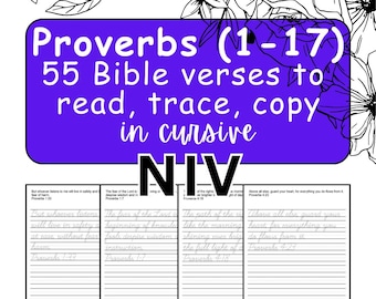Przepisywanie wersetów biblijnych pisanych pismem kursywnym, Księga Przysłów (Nowa Biblia), ćwiczenie pisma ręcznego (plik PDF w wersji cyfrowej)