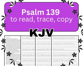 Psalm 139 KJV – Arkusze z odręcznym pisaniem Pisma Świętego do nauki w domu – Pobierz cyfrowy plik PDF