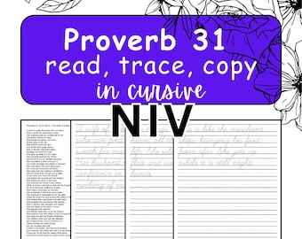 Książka do przepisywania, Księga Przysłów 31 (Nowa Biblia), śledzenie fragmentów Pisma Świętego (cyfrowy plik PDF)