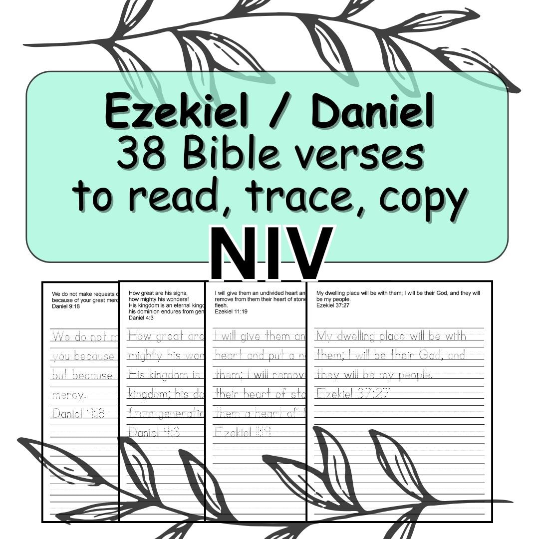 Daniel Scripture Template Ezekiel & Daniel NIV Bible Verse Copywork, Beginner Handwriting ...