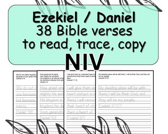 Przepisywanie wersetów z Biblii Ezechiela i Daniela (werset NIV), pismo odręczne dla początkujących (plik PDF w wersji cyfrowej)