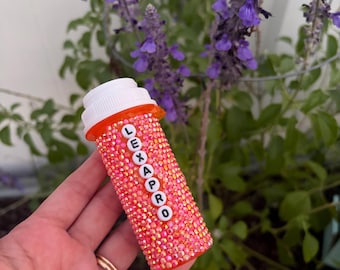 Frasco de pastillas decorado con brillantina (reutilizable)