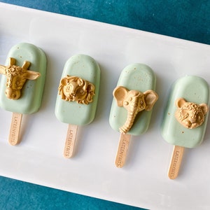 Safari Cakesicles - Jungle Cake Pops - Giraffe - Elephant - Lion - Cheetah - Baby Shower Desserts - Wild One Birthday Party Favor - Treats